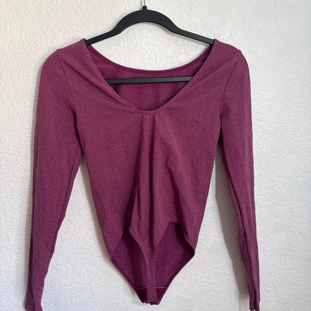 Wolford Shiny String Body Mineral Red Pink Metallic Bodysuit Size M NWT